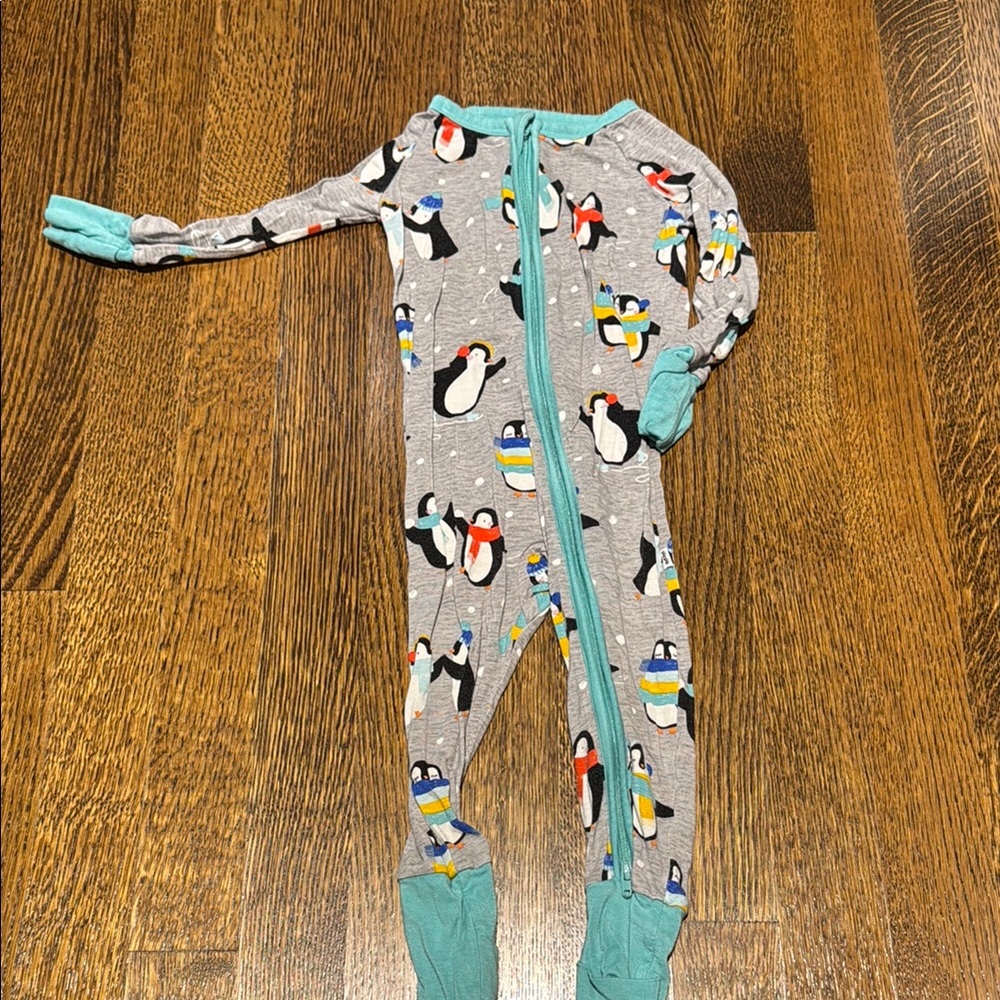 Little Sleepies Gray Penguin Party Footie
